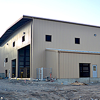 Pre-eng metal building construction in Penicton, BC for Normar.