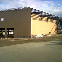 Pre-eng metal building construction in Penicton, BC for Normar.